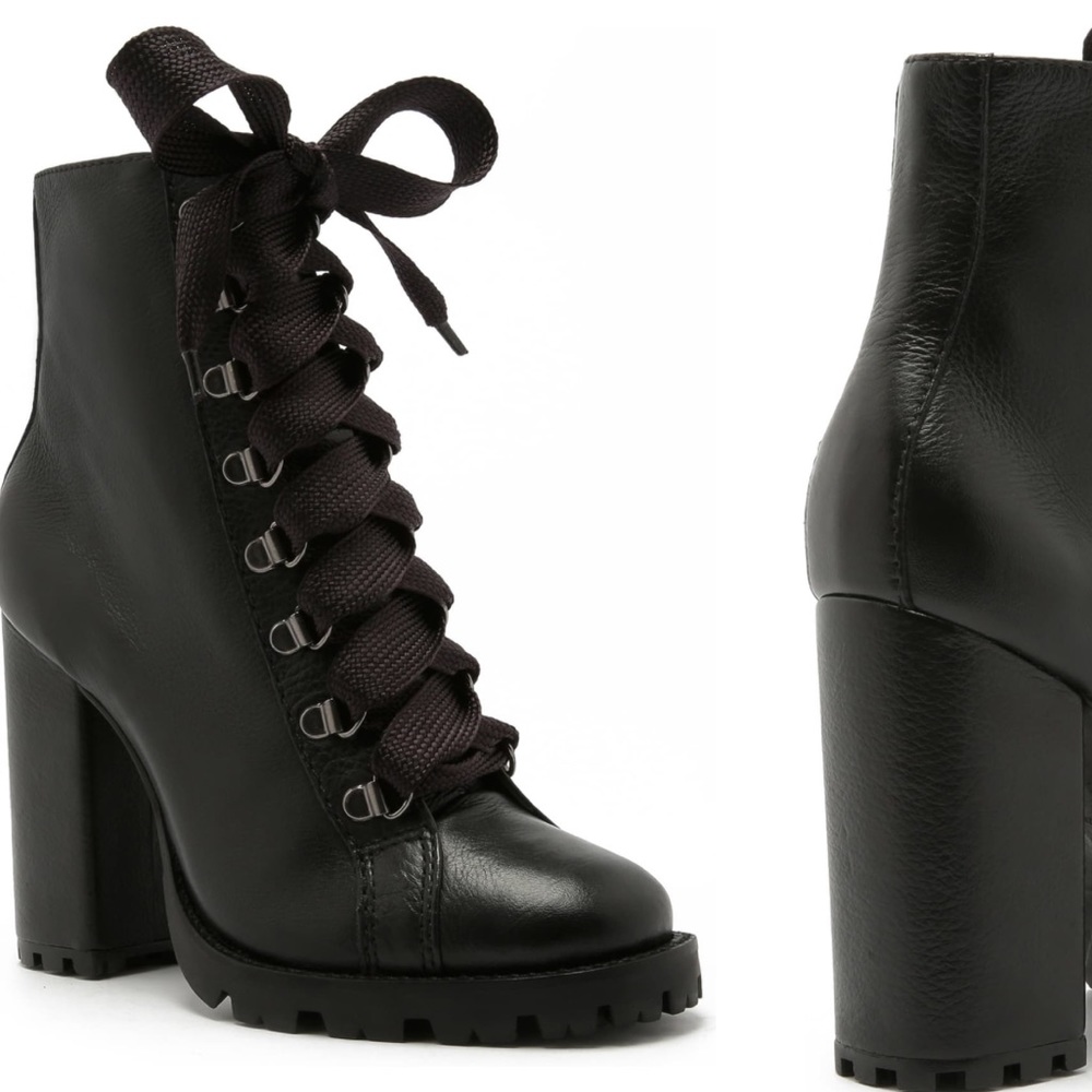 NWT! Schutz Zara Lace Up Bootie! Black Size 8!
